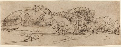 A Landscape with Farm Buildings among Trees by Rembrandt van Rijn