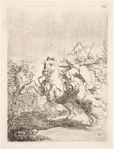 A Cavalry Fight by Rembrandt van Rijn