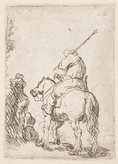 A Turbaned Soldier on Horseback by Rembrandt van Rijn
