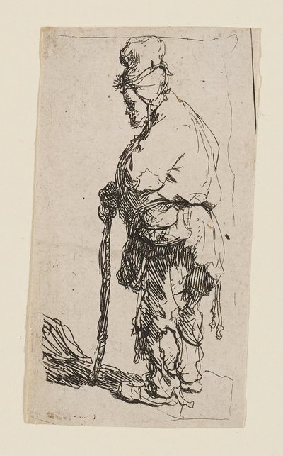 Beggar Leaning on a Stick, Facing Left by Rembrandt van Rijn