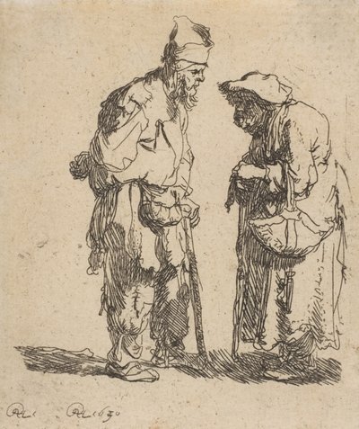 Beggar Man and Beggar Woman Conversing by Rembrandt van Rijn