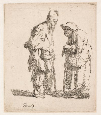 Beggar Man and Beggar Woman Conversing by Rembrandt van Rijn