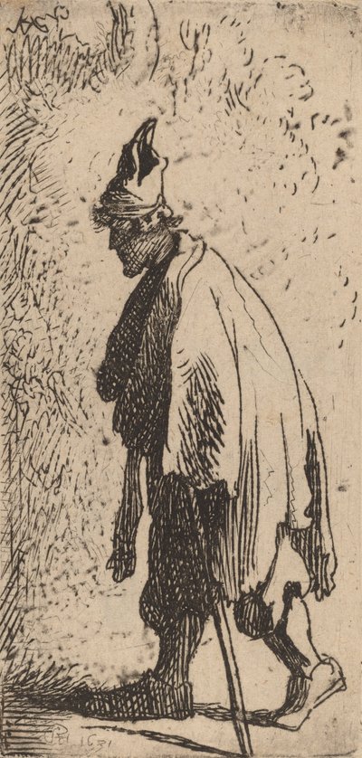 Beggar with a Stick, Walking to the Left by Rembrandt van Rijn