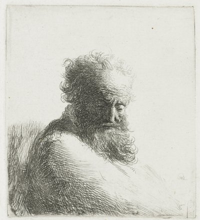 Bust of an Old Bearded Man, Looking Down, Three Quarters Right by Rembrandt van Rijn