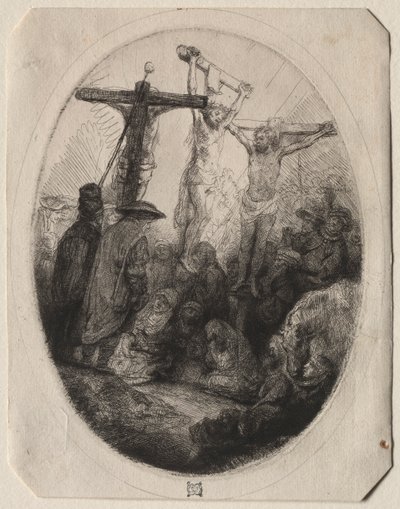 Christ Crucified Between Two Thieves: An Oval Plate, c1641 by Rembrandt van Rijn