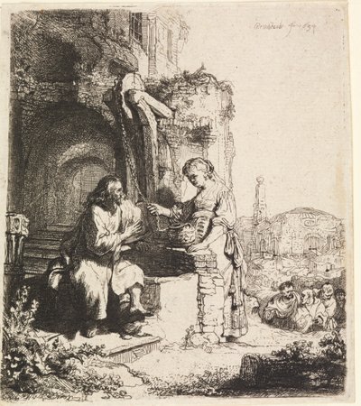 Christ and the Woman of Samaria Among Ruins by Rembrandt van Rijn