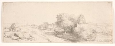 Counterproof of "Landscape with a Milk-man" by Rembrandt van Rijn