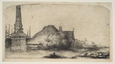 Cottage and Boundary Post on the Spaarndammerdijk by Rembrandt van Rijn
