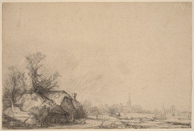 Cottage beside a Canal by Rembrandt van Rijn