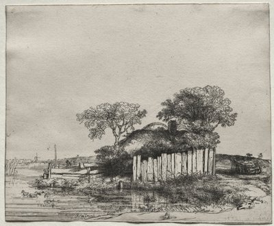 Cottage with a White Paling by Rembrandt van Rijn