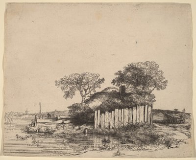 Cottage with a White Fence by Rembrandt van Rijn