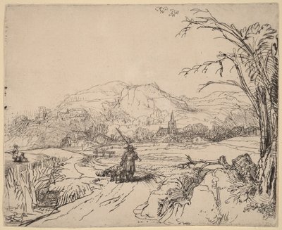 Landscape with Sportsman and Dog by Rembrandt van Rijn