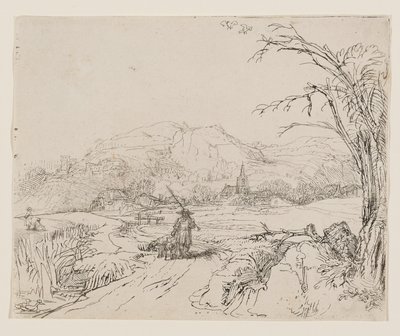 Landscape with Sportsman and Dogs by Rembrandt van Rijn