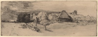 Landscape with Trees, Farm Buildings and a Tower by Rembrandt van Rijn