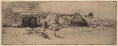 Landscape with Trees, Farm Buildings and a Tower by Rembrandt van Rijn