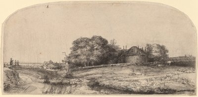 Landscape with a Hay Barn and a Flock of Sheep by Rembrandt van Rijn