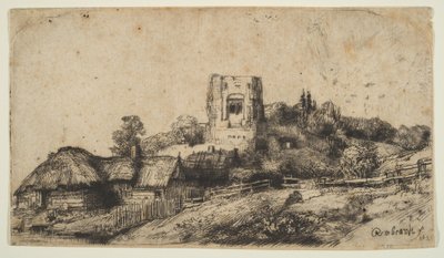 Landscape with a Square Tower, 1650 by Rembrandt van Rijn