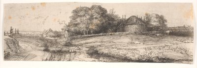 Landscape with a Hay Barn and a Flock of Sheep by Rembrandt van Rijn