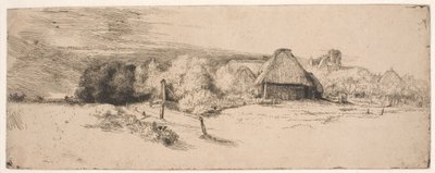 Landscape with Trees, Farm Buildings and a Tower by Rembrandt van Rijn
