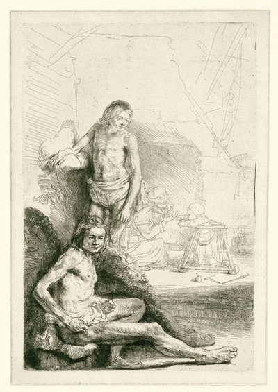 Male Nude, Seated and Standing by Rembrandt van Rijn