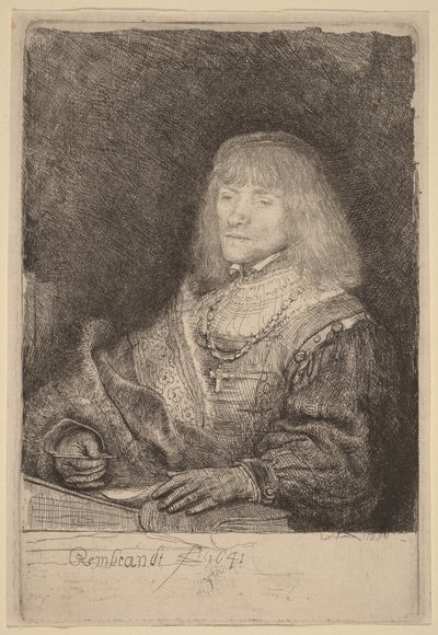 Man at a Desk Wearing a Cross and Chain by Rembrandt van Rijn