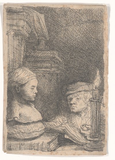 Man Drawing from a Cast by Rembrandt van Rijn