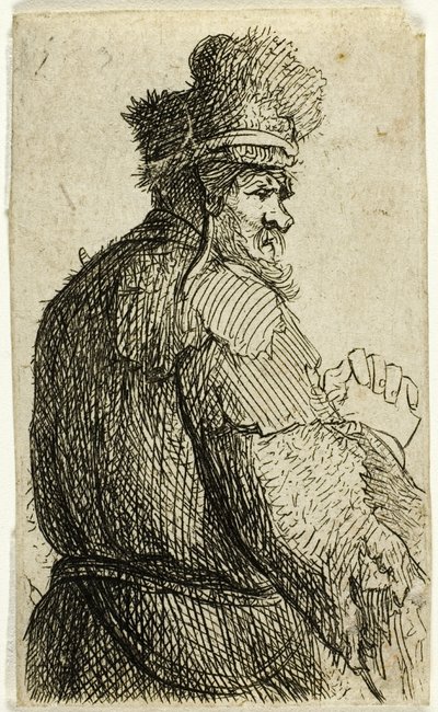 Old Man Seen from Behind, Profile Right: Half-Figure by Rembrandt van Rijn
