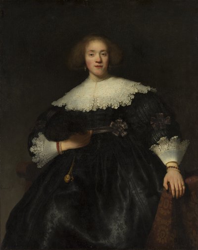 Portrait of a Young Woman with a Fan, 1633 by Rembrandt van Rijn