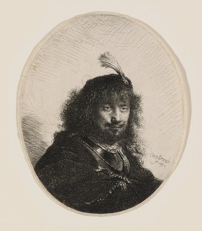 Rembrandt with Plumed Cap and Lowered Sabre by Rembrandt van Rijn
