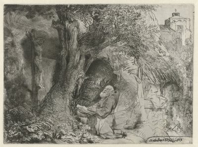 Saint Francis beneath a Tree, Praying by Rembrandt van Rijn
