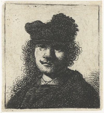 Self-Portrait in Cap and Dark Cloak: Bust by Rembrandt van Rijn