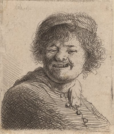 Self-Portrait in a Cap: Laughing by Rembrandt van Rijn