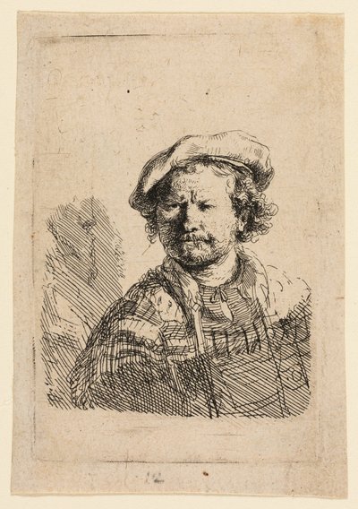 Self-Portrait in a Flat Cap and Embroidered Dress by Rembrandt van Rijn