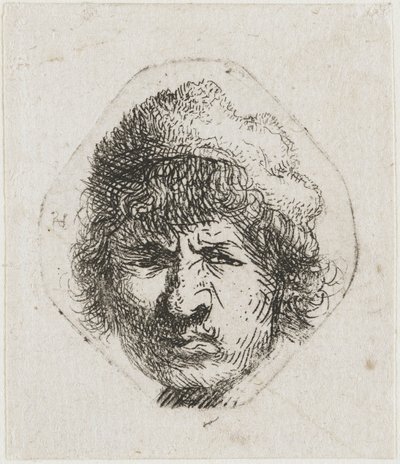 Self-Portrait Scowling, ca 1631 by Rembrandt van Rijn