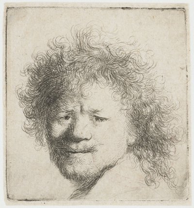 Self-portrait with Long Bushy Hair: Head Only by Rembrandt van Rijn