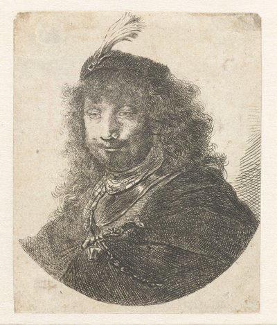 Self-portrait with plumed beret by Rembrandt van Rijn
