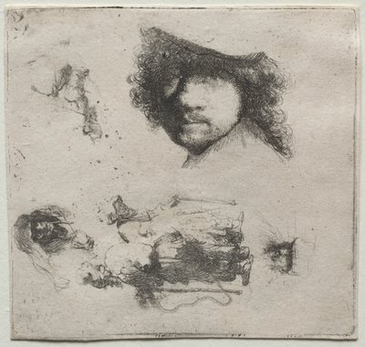 Sheet of Studies: Self-Portrait, a Beggar Couple, etc. by Rembrandt van Rijn