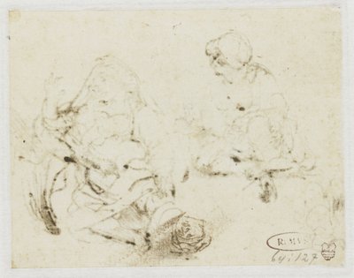 Small Study of the Head of the Sick Woman by Rembrandt van Rijn