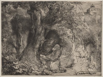St. Francis Beneath a Tree Praying by Rembrandt van Rijn