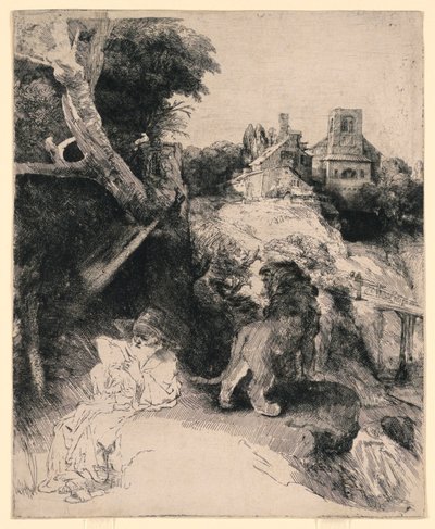St. Jerome Reading in an Italian Landscape by Rembrandt van Rijn