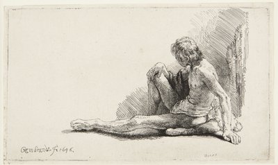 Study from the Nude (Man Sitting on Ground) by Rembrandt van Rijn