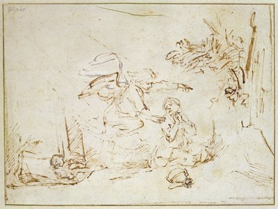 The Angel Appears to Hagar and Ishmael in the Wilderness by Rembrandt van Rijn