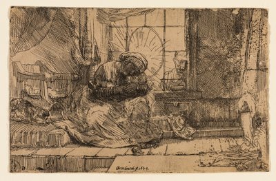 The Virgin and Child with the Cat and the Snake by Rembrandt van Rijn
