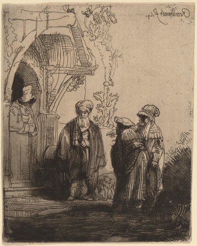 Three Oriental Figures (Jacob and Laban?) by Rembrandt van Rijn
