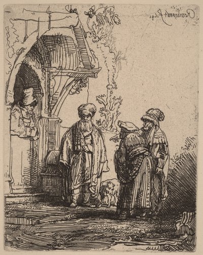 Three Oriental Figures (Jacob and Laban?) by Rembrandt van Rijn
