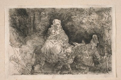 Flight into Egypt - The Holy Family Crossing a Stream by Rembrandt van Rijn