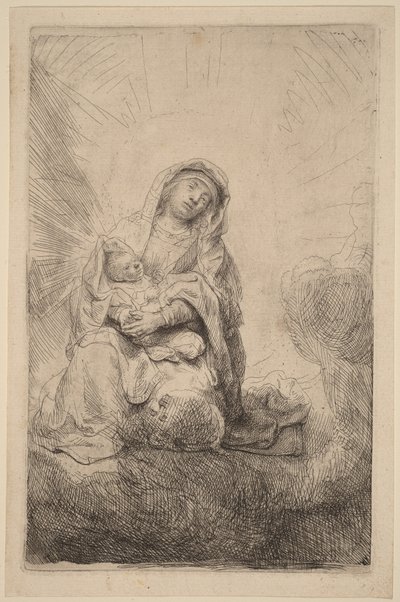 Virgin and Child in the Clouds by Rembrandt van Rijn