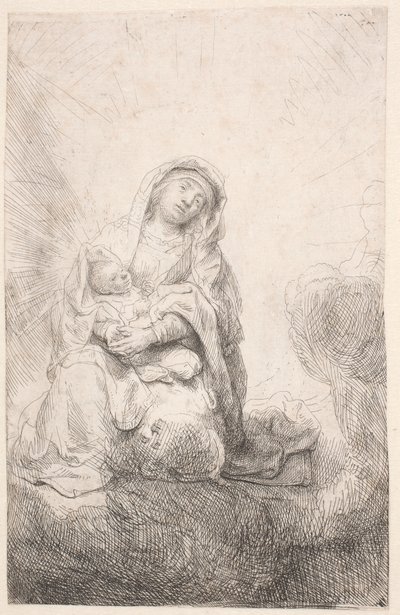 Virgin and Child in the Clouds by Rembrandt van Rijn