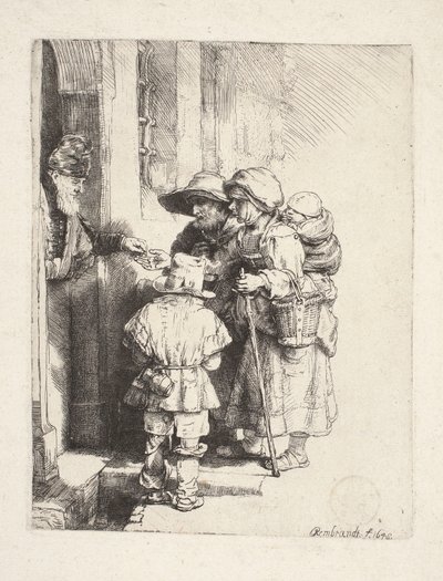 Beggars Receiving Alms at the Door by Rembrandt van Rijn