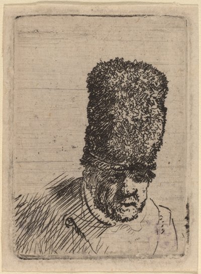 Head of an Old Man in High Fur Cap by Rembrandt van Rijn and Studio of Rembrandt